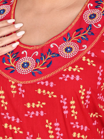 1904-Women's Pure Cotton Blended Printed Maxi Dress for Daily & Night Wear Floral Nighty 1904-Women's Pure Cotton Blended Printed Maxi Dress for Daily & Night Wear Floral Nighty