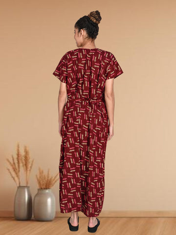 1904-Women's Pure Cotton Blended Printed Maxi Dress for Daily & Night Wear Floral Nighty 1904-Women's Pure Cotton Blended Printed Maxi Dress for Daily & Night Wear Floral Nighty