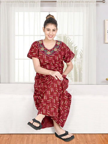 1904-Women's Pure Cotton Blended Printed Maxi Dress for Daily & Night Wear Floral Nighty 1904-Women's Pure Cotton Blended Printed Maxi Dress for Daily & Night Wear Floral Nighty