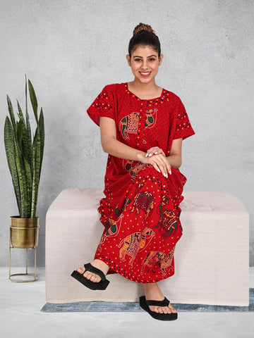 1450-Women's Pure Cotton Blended Printed Maxi Dress for Daily & Night Wear Floral Nighty 1450-Women's Pure Cotton Blended Printed Maxi Dress for Daily & Night Wear Floral Nighty