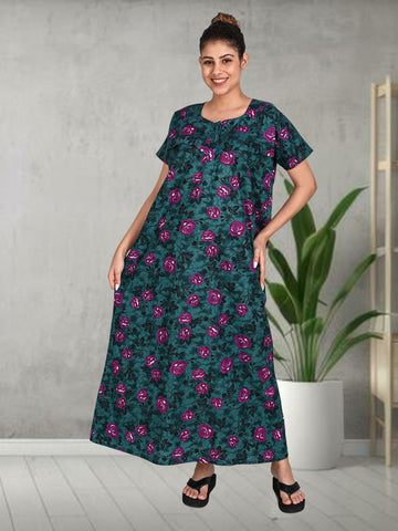 1500-Women's Pure Cotton Blended Printed Maxi Dress for Daily & Night Wear Floral Nighty 1500-Women's Pure Cotton Blended Printed Maxi Dress for Daily & Night Wear Floral Nighty