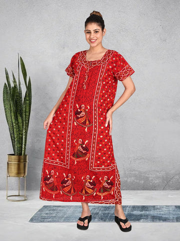 1451-Women's Pure Cotton Blended Printed Maxi Dress for Daily & Night Wear Floral Nighty 1451-Women's Pure Cotton Blended Printed Maxi Dress for Daily & Night Wear Floral Nighty