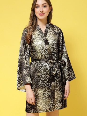 91- Tiger Print Satin Robe 91- Tiger Print Satin Robe