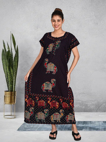 1450-Women's Pure Cotton Blended Printed Maxi Dress for Daily & Night Wear Floral Nighty 1450-Women's Pure Cotton Blended Printed Maxi Dress for Daily & Night Wear Floral Nighty