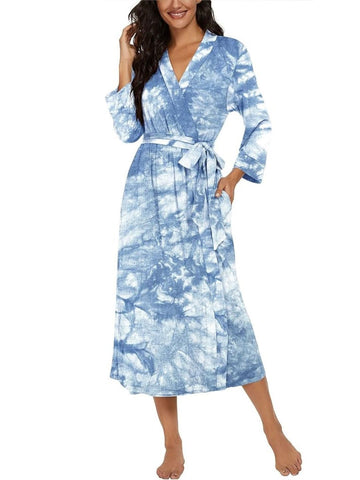 74-Faded Sky Tie-Dye Wrap Robe 74-Faded Sky Tie-Dye Wrap Robe