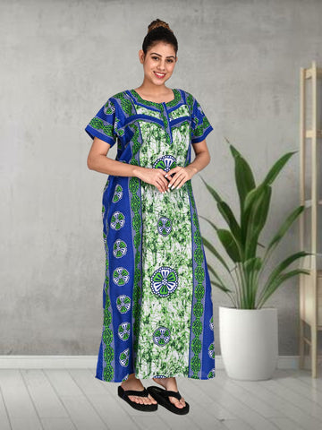 1501-Women's Pure Cotton Blended Printed Maxi Dress for Daily & Night Wear Floral Nighty 1501-Women's Pure Cotton Blended Printed Maxi Dress for Daily & Night Wear Floral Nighty