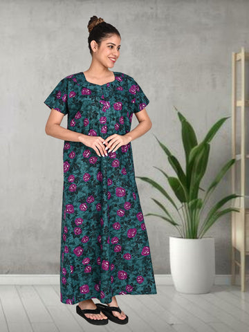 1500-Women's Pure Cotton Blended Printed Maxi Dress for Daily & Night Wear Floral Nighty 1500-Women's Pure Cotton Blended Printed Maxi Dress for Daily & Night Wear Floral Nighty
