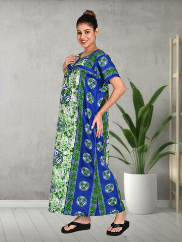 1501-Women's Pure Cotton Blended Printed Maxi Dress for Daily & Night Wear Floral Nighty 1501-Women's Pure Cotton Blended Printed Maxi Dress for Daily & Night Wear Floral Nighty