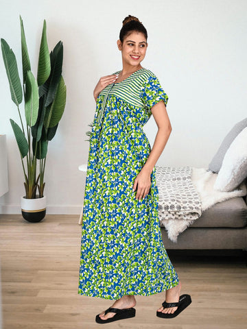 1600-Women's Pure Cotton Blended Printed Maxi Dress for Daily & Night Wear Floral Nighty 1600-Women's Pure Cotton Blended Printed Maxi Dress for Daily & Night Wear Floral Nighty