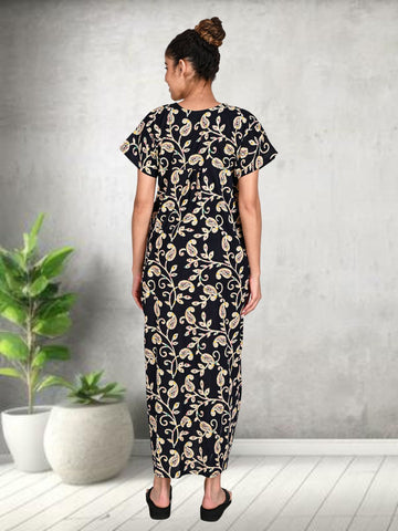 1950-Women's Pure Cotton Blended Printed Maxi Dress for Daily & Night Wear Floral Nighty 1950-Women's Pure Cotton Blended Printed Maxi Dress for Daily & Night Wear Floral Nighty