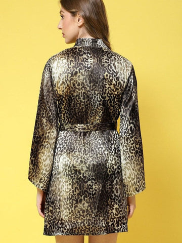 91- Tiger Print Satin Robe 91- Tiger Print Satin Robe