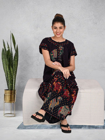 1450-Women's Pure Cotton Blended Printed Maxi Dress for Daily & Night Wear Floral Nighty 1450-Women's Pure Cotton Blended Printed Maxi Dress for Daily & Night Wear Floral Nighty