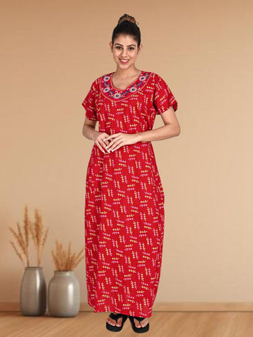 1904-Women's Pure Cotton Blended Printed Maxi Dress for Daily & Night Wear Floral Nighty 1904-Women's Pure Cotton Blended Printed Maxi Dress for Daily & Night Wear Floral Nighty