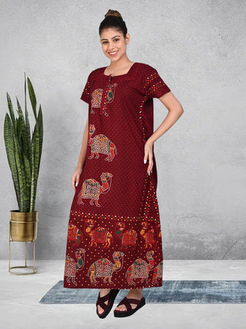1450-Women's Pure Cotton Blended Printed Maxi Dress for Daily & Night Wear Floral Nighty 1450-Women's Pure Cotton Blended Printed Maxi Dress for Daily & Night Wear Floral Nighty