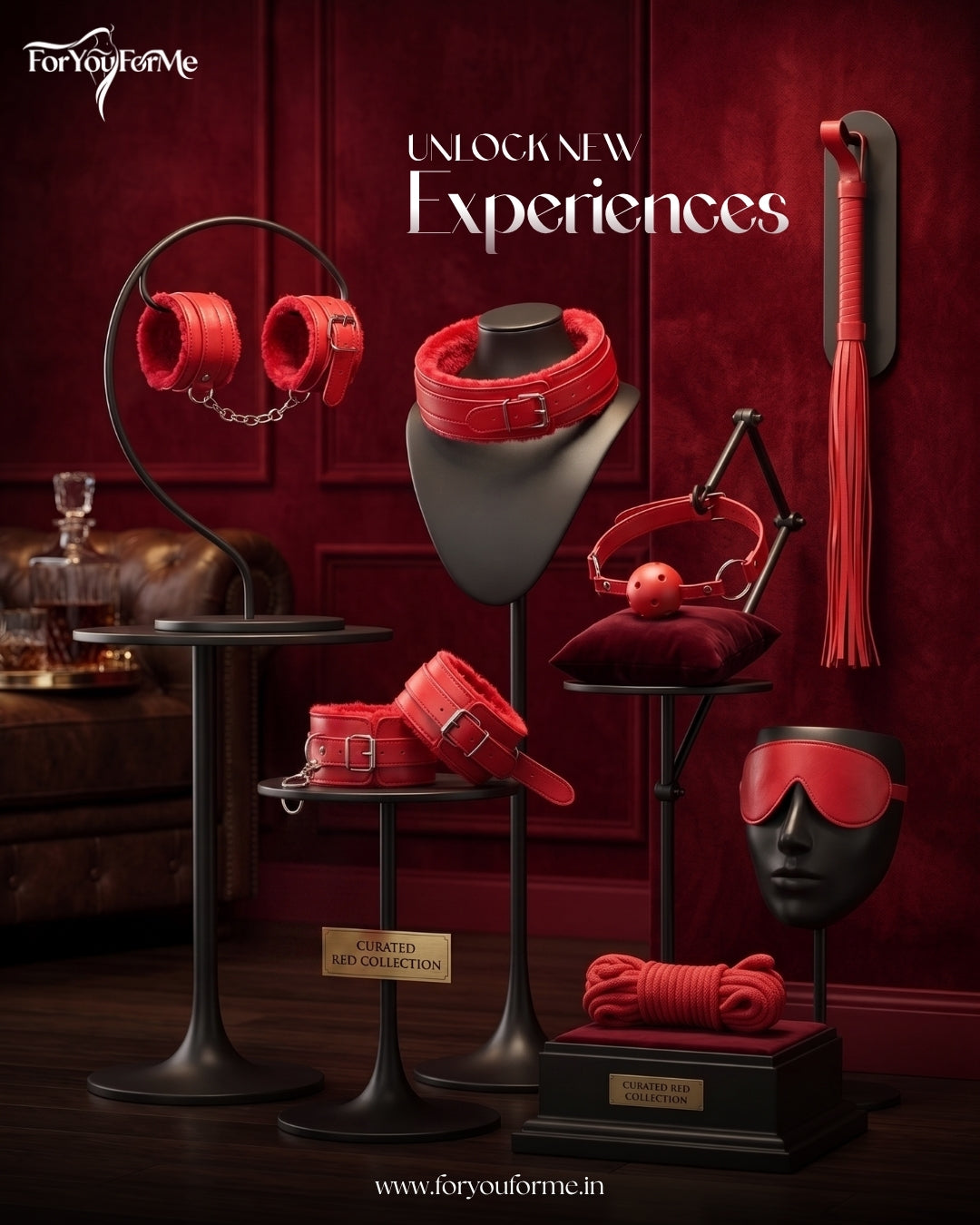 Womens Red BDSM Kit with Accessories