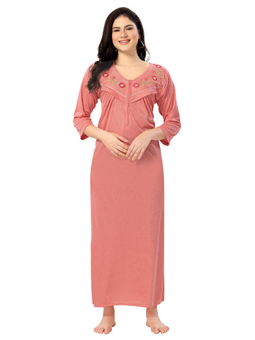 Women's Pure Hosiery Cotton Blended Solid Maxi Dress for Daily & Night Wear Floral Nighty Women's Pure Hosiery Cotton Blended Solid Maxi Dress for Daily & Night Wear Floral Nighty