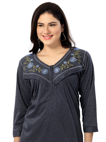 Women's Pure Hosiery Cotton Blended Solid Maxi Dress for Daily & Night Wear Floral Nighty Women's Pure Hosiery Cotton Blended Solid Maxi Dress for Daily & Night Wear Floral Nighty