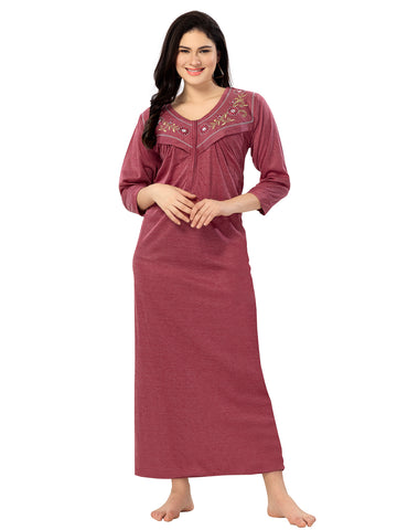 Women's Pure Hosiery Cotton Blended Solid Maxi Dress for Daily & Night Wear Floral Nighty Women's Pure Hosiery Cotton Blended Solid Maxi Dress for Daily & Night Wear Floral Nighty