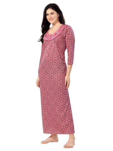 Women's Pure Cotton Blended Printed Maxi Dress for Daily & Night Wear Floral Nighty Women's Pure Cotton Blended Printed Maxi Dress for Daily & Night Wear Floral Nighty