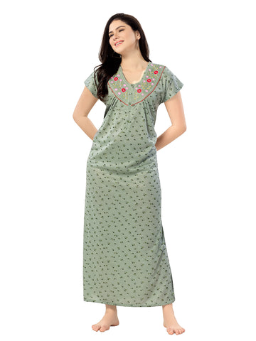 1340 Women's Pure Cotton Blended Printed Maxi Dress for Daily & Night Wear Floral Nighty 1340 Women's Pure Cotton Blended Printed Maxi Dress for Daily & Night Wear Floral Nighty