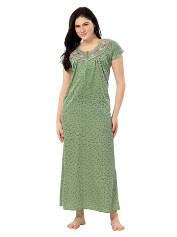 1277-Women's Pure Cotton Blended Printed Maxi Dress for Daily & Night Wear Floral Nighty 1277-Women's Pure Cotton Blended Printed Maxi Dress for Daily & Night Wear Floral Nighty