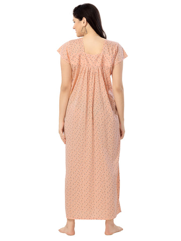 Women's Pure Cotton Blended Printed Maxi Dress for Daily & Night Wear Floral Nighty Women's Pure Cotton Blended Printed Maxi Dress for Daily & Night Wear Floral Nighty