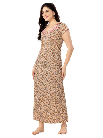 Women's Pure Cotton Hosiery Blended Printed Maxi Dress for Daily & Night Wear Floral Nighty Women's Pure Cotton Hosiery Blended Printed Maxi Dress for Daily & Night Wear Floral Nighty