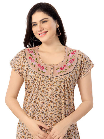 Women's Pure Cotton Hosiery Blended Printed Maxi Dress for Daily & Night Wear Floral Nighty Women's Pure Cotton Hosiery Blended Printed Maxi Dress for Daily & Night Wear Floral Nighty