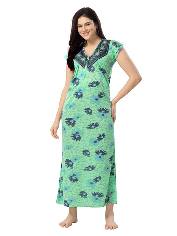 Women's Pure Cotton Blended Printed Maxi Dress for Daily & Night Wear Floral Nighty Women's Pure Cotton Blended Printed Maxi Dress for Daily & Night Wear Floral Nighty