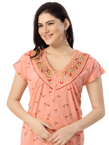 Women's Pure Cotton Blended Printed Maxi Dress for Daily & Night Wear Floral Nighty Women's Pure Cotton Blended Printed Maxi Dress for Daily & Night Wear Floral Nighty