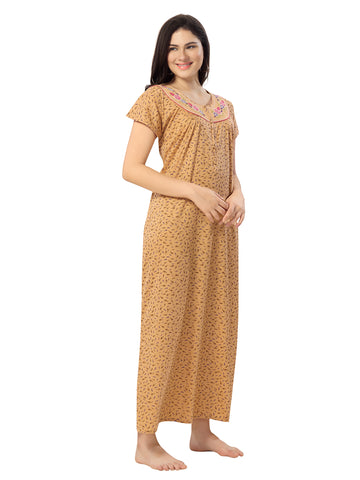 1277-Women's Pure Cotton Blended Printed Maxi Dress for Daily & Night Wear Floral Nighty 1277-Women's Pure Cotton Blended Printed Maxi Dress for Daily & Night Wear Floral Nighty