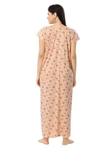 Women's Pure Cotton Blended Printed Maxi Dress for Daily & Night Wear Floral Nighty Women's Pure Cotton Blended Printed Maxi Dress for Daily & Night Wear Floral Nighty