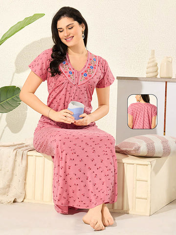 1340 Women's Pure Cotton Blended Printed Maxi Dress for Daily & Night Wear Floral Nighty 1340 Women's Pure Cotton Blended Printed Maxi Dress for Daily & Night Wear Floral Nighty