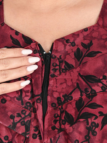 1502-Women's Pure Cotton Blended Printed Maxi Dress for Daily & Night Wear Floral Nighty