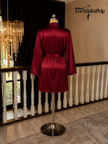 11036 - Women Satin Nightdress with Lace-Up Detail & Robe Set