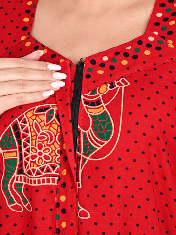 1450-Women's Pure Cotton Blended Printed Maxi Dress for Daily & Night Wear Floral Nighty