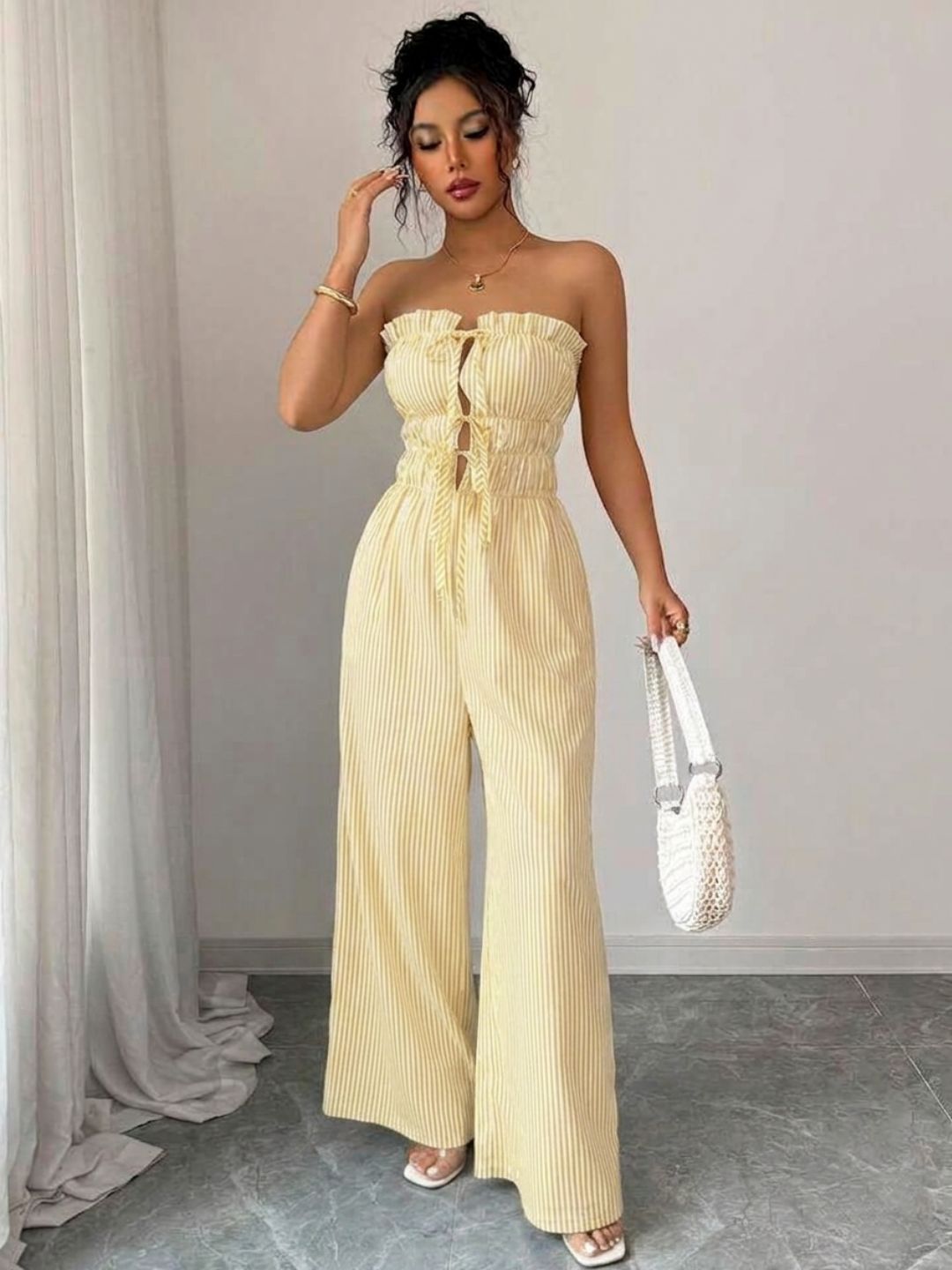 11038 - Women Striped Cotton Night Suit