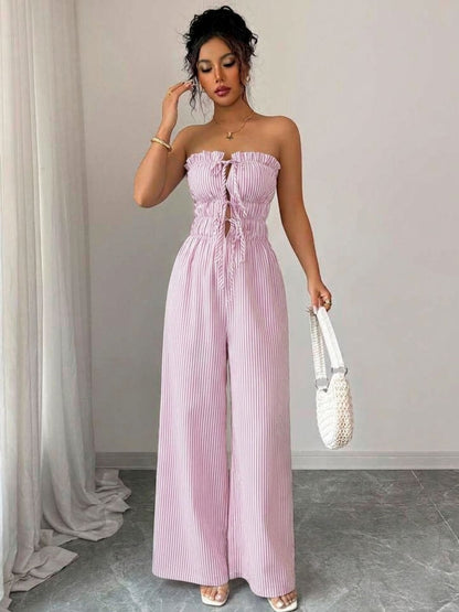 11038 - Women Striped Cotton Night Suit