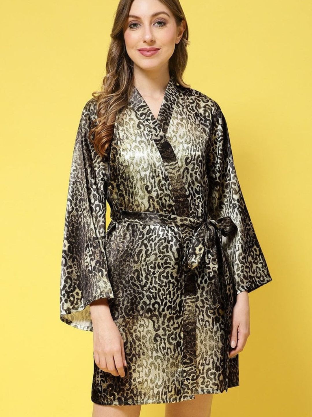 91- Tiger Print Satin Robe