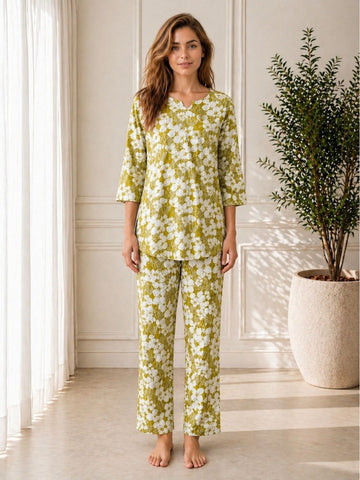 11054-Women Floral Printed Night Suit Set