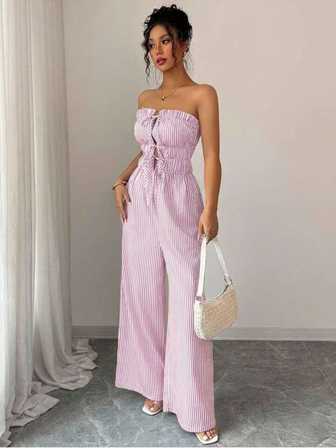 11038 - Women Striped Cotton Night Suit