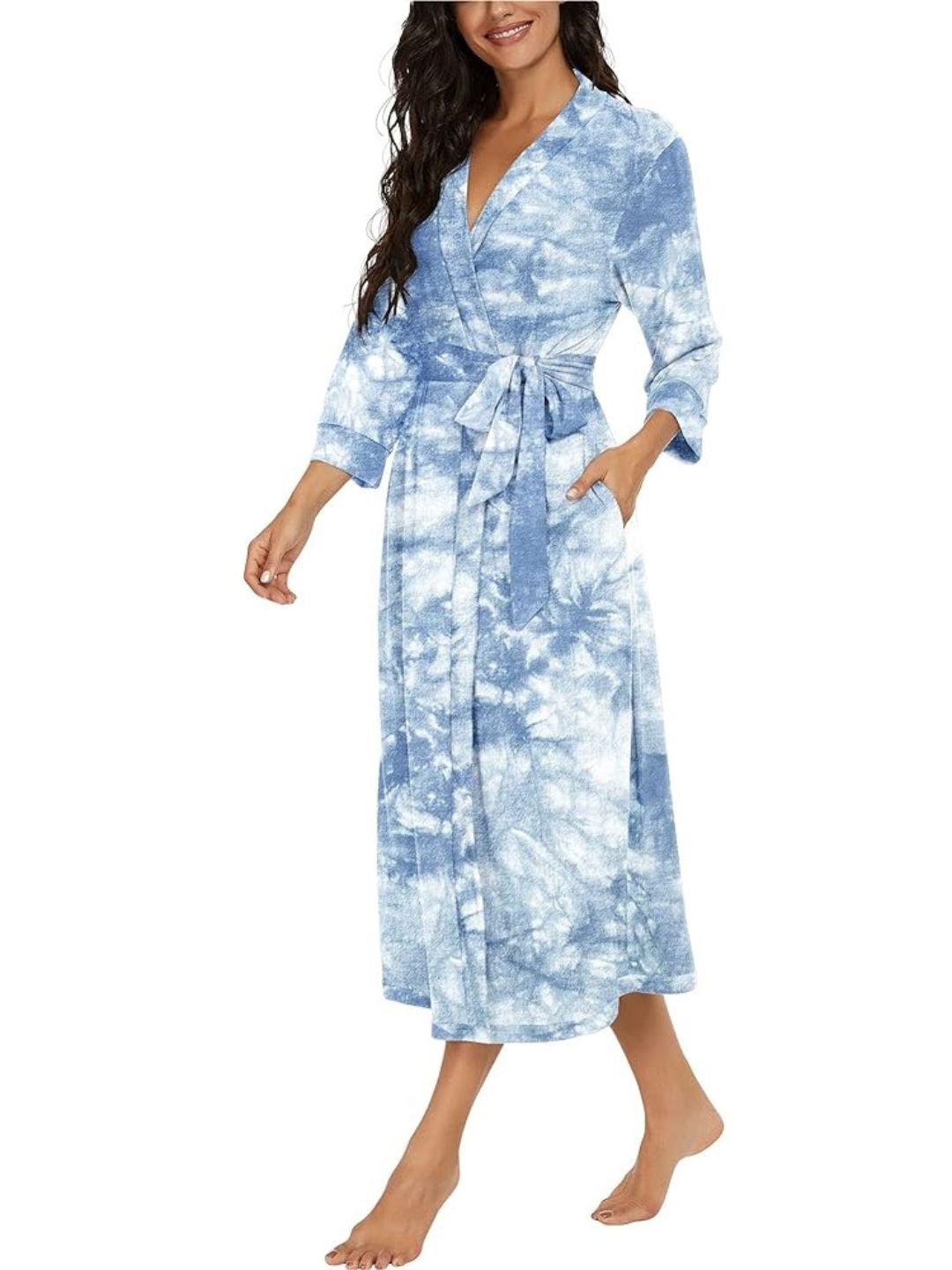 74-Faded Sky Tie-Dye Wrap Robe