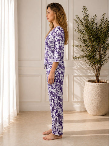 11054-Women Floral Printed Night Suit Set