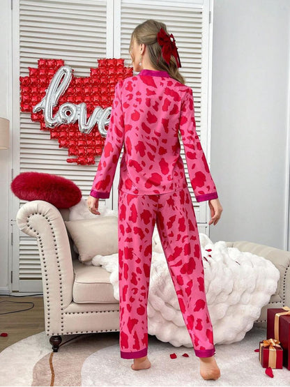11026 - Women Animal Print Button-Down Night Suit