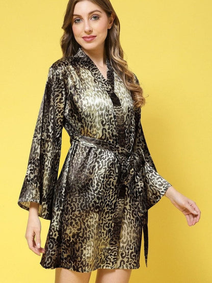 91- Tiger Print Satin Robe