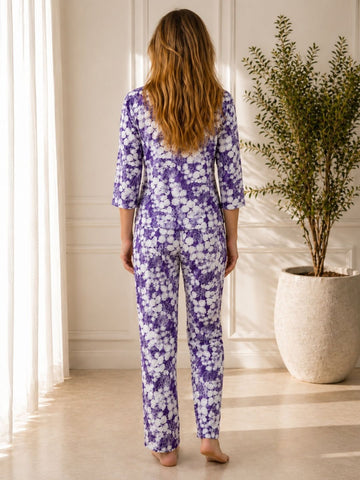 11054-Women Floral Printed Night Suit Set