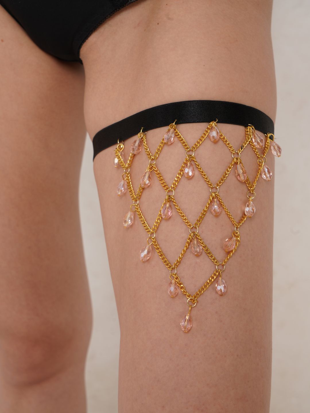 10007-Gold Designer Beaded Leg Garter