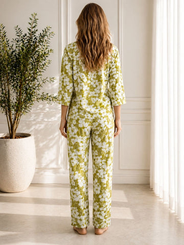 11054-Women Floral Printed Night Suit Set