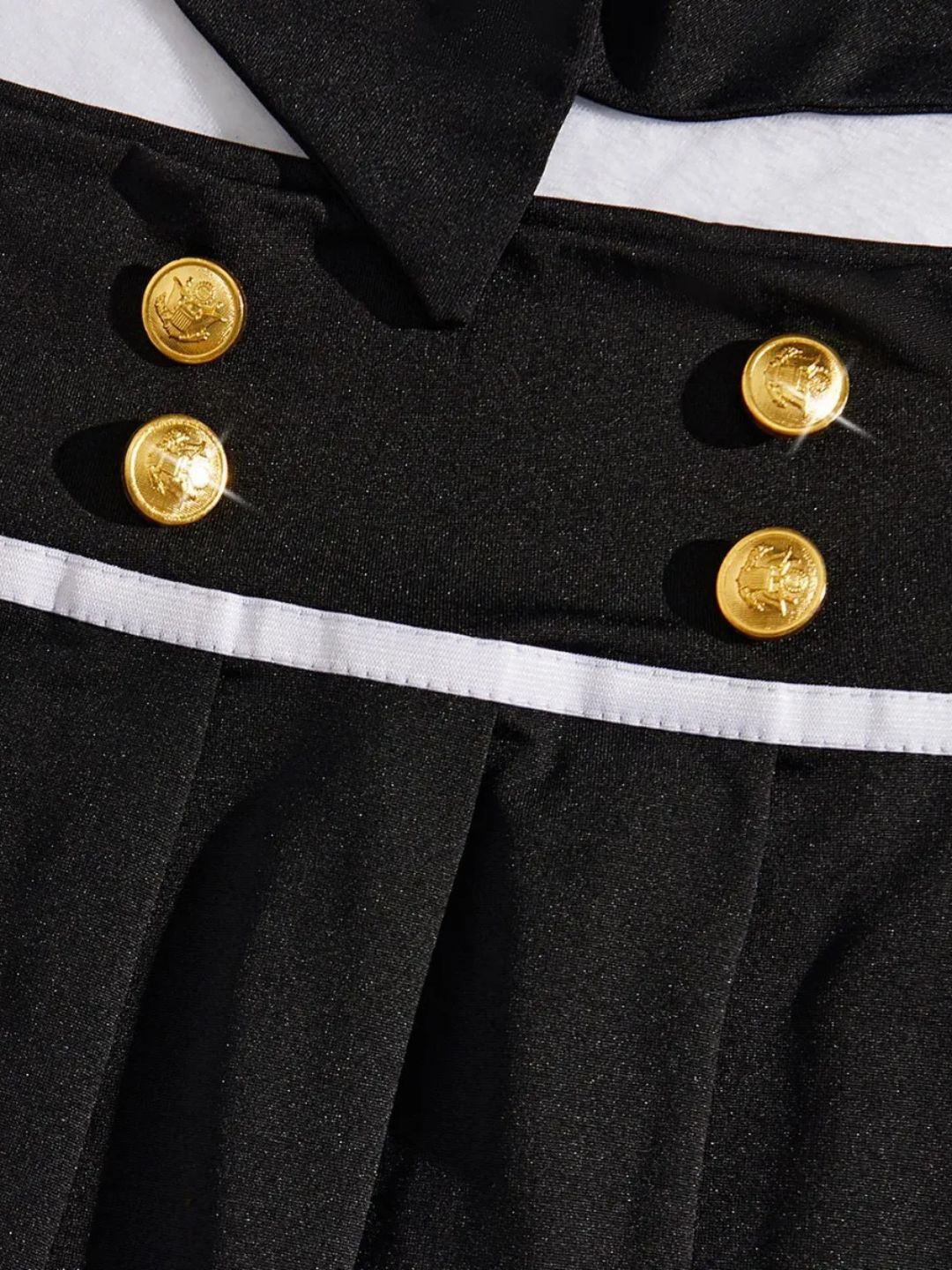 153-Women Navy Blue Sailor-Inspired Nylon Co-Ord Costume Set