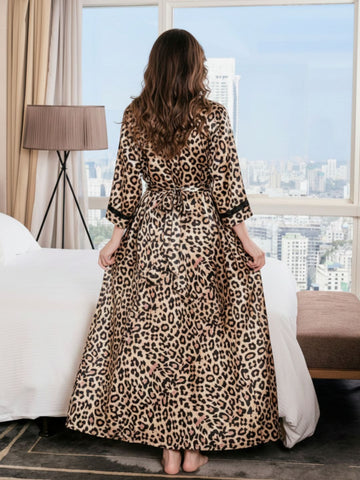 11012-Leopard Print Nightdress with Robe – Women’s Nightwear Set